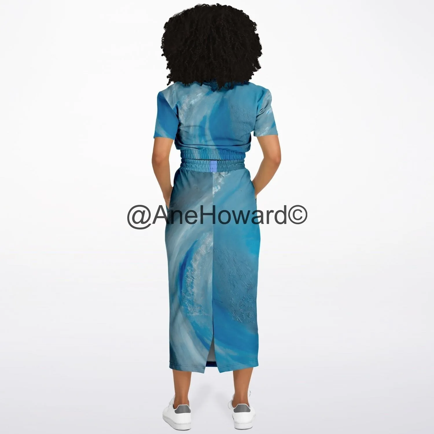 Cropped Cotton Sweatshirt - Maxi Skirt Duo The Wave