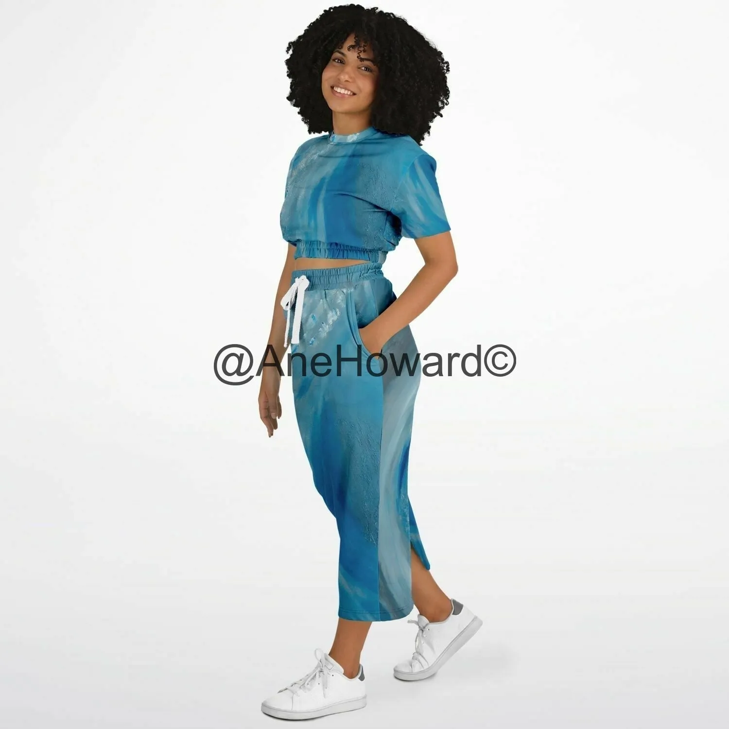 Cropped Cotton Sweatshirt - Maxi Skirt Duo The Wave