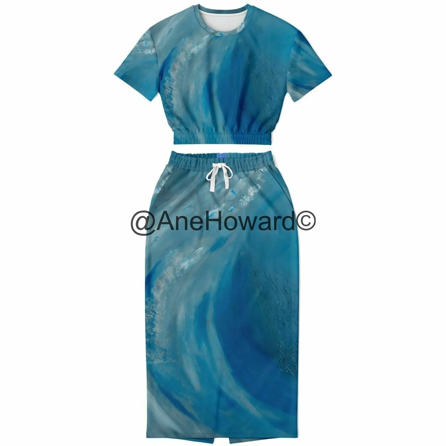 Cropped Cotton Sweatshirt - Maxi Skirt Duo The Wave