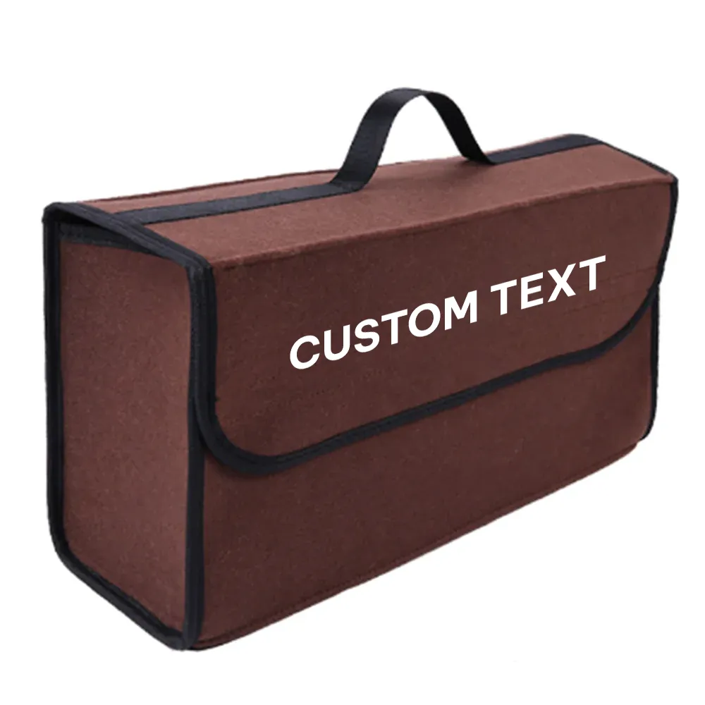 Custom Text For Soft Felt Car Bag Organizer, Compatible with All Cars, Folding Car Storage Box Non Slip Fireproof Car Trunk Organizer MG12990