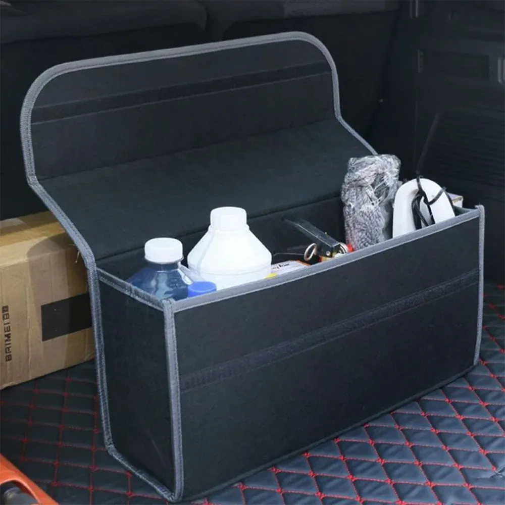 Custom Text For Soft Felt Car Bag Organizer, Compatible with All Cars, Folding Car Storage Box Non Slip Fireproof Car Trunk Organizer MG12990