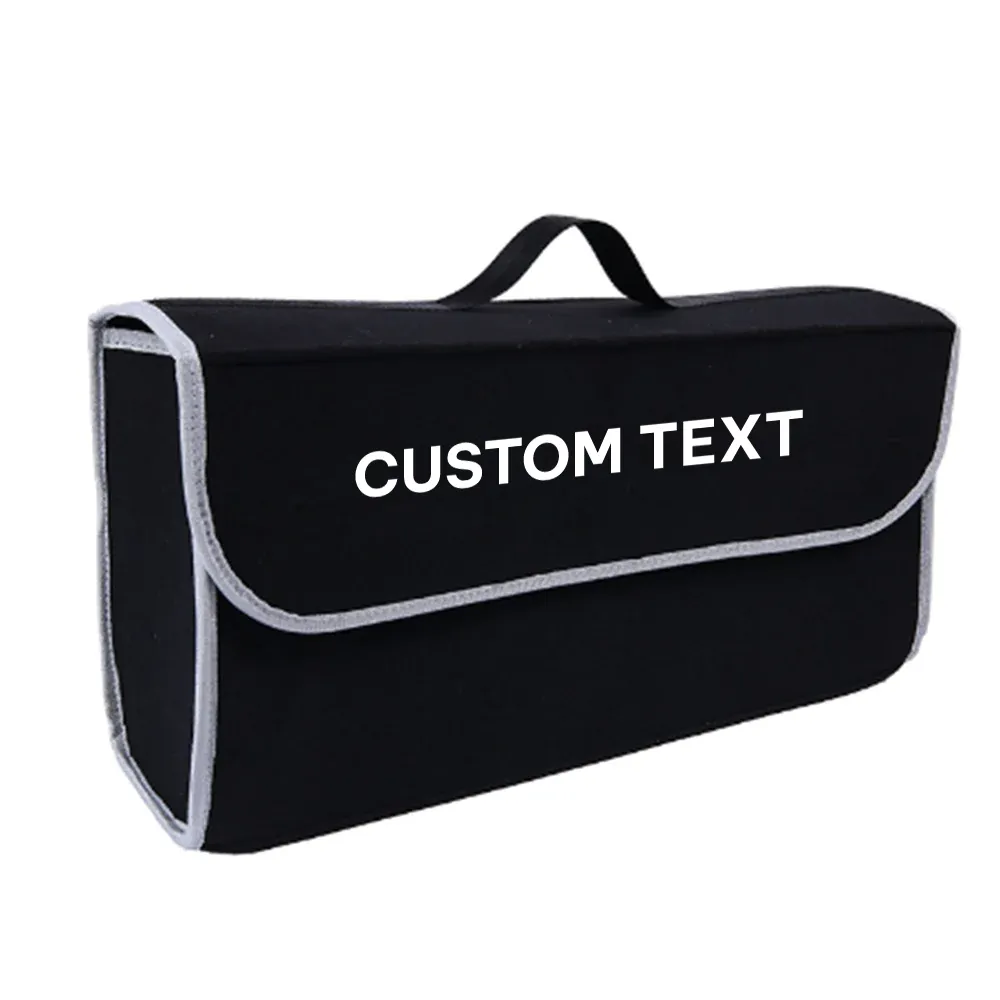 Custom Text For Soft Felt Car Bag Organizer, Compatible with All Cars, Folding Car Storage Box Non Slip Fireproof Car Trunk Organizer MG12990