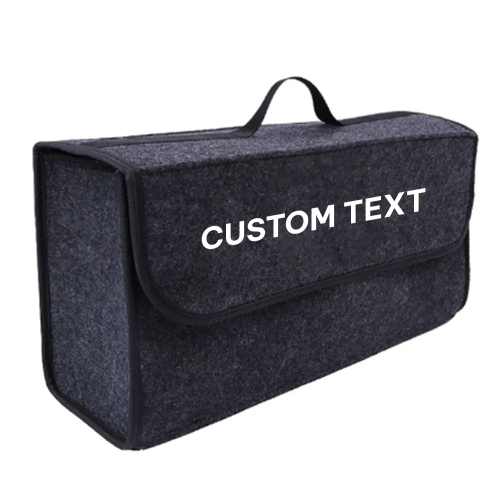 Custom Text For Soft Felt Car Bag Organizer, Compatible with All Cars, Folding Car Storage Box Non Slip Fireproof Car Trunk Organizer MG12990