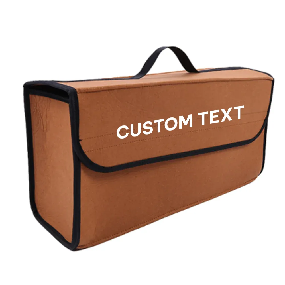 Custom Text For Soft Felt Car Bag Organizer, Compatible with All Cars, Folding Car Storage Box Non Slip Fireproof Car Trunk Organizer MG12990