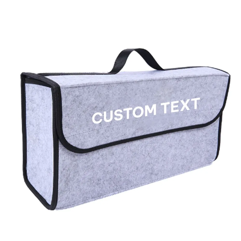 Custom Text For Soft Felt Car Bag Organizer, Compatible with All Cars, Folding Car Storage Box Non Slip Fireproof Car Trunk Organizer MG12990