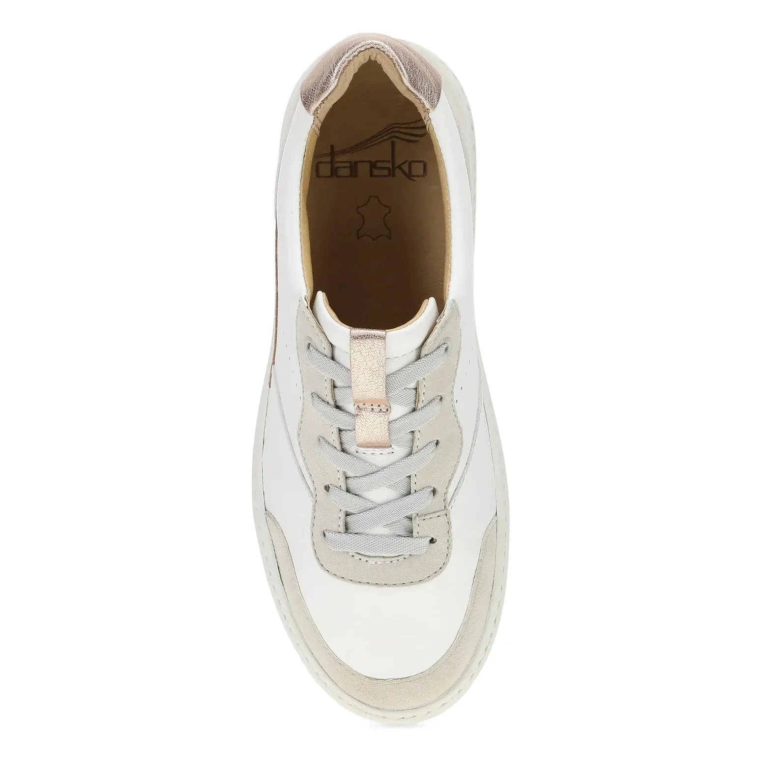 DANSKO JOSEY WHITE ROSE GOLD NAPPY SNEAKER