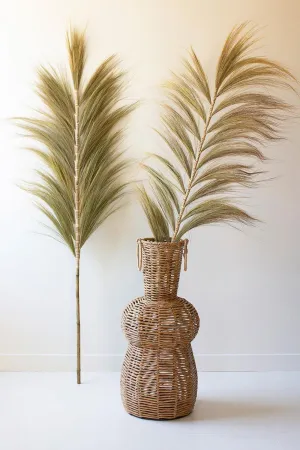 Decorative Palm Fans with Bamboo Stems (Pack of 6)