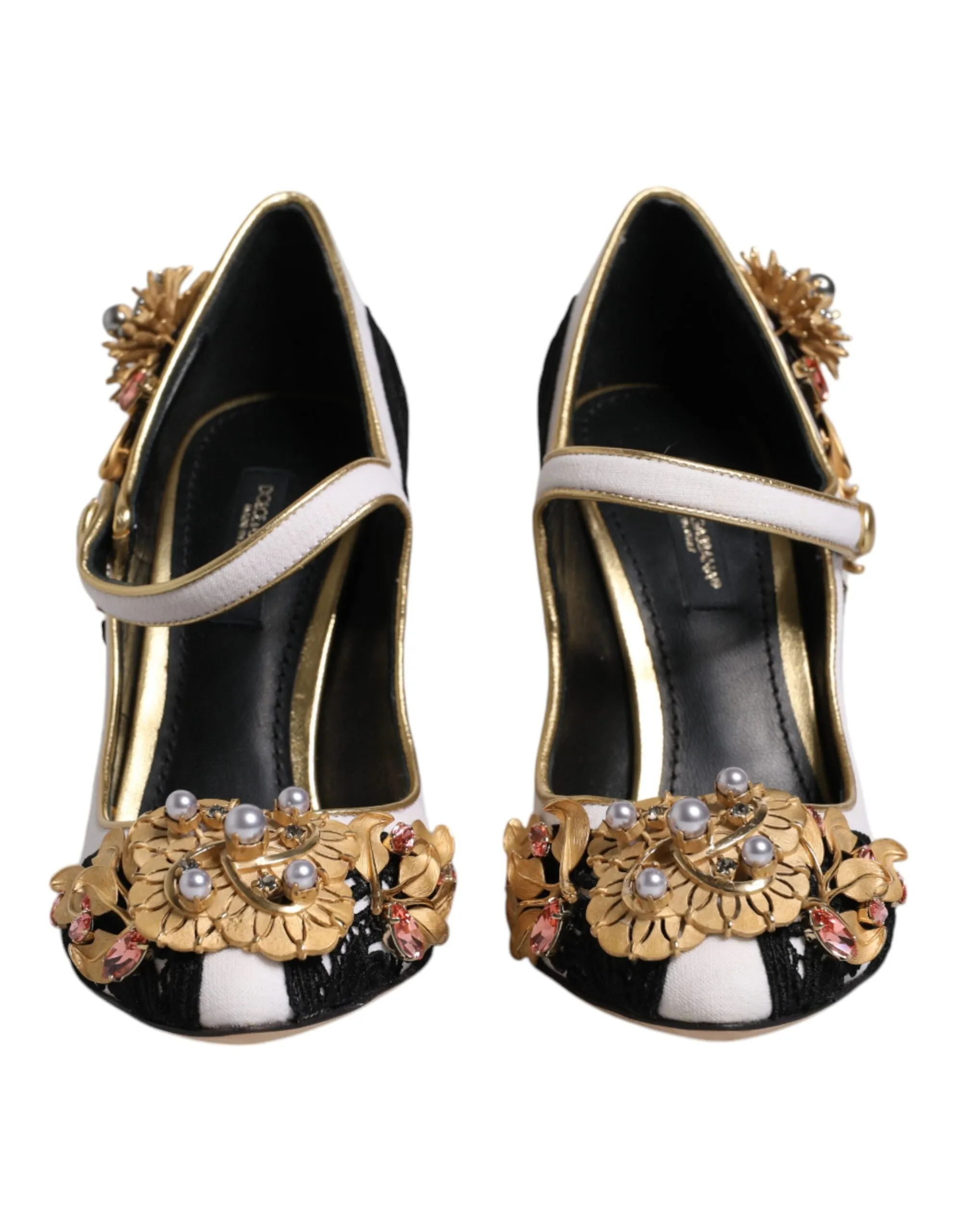 Dolce&Gabbana Women Multicolor Pumps Leather Floral Print Mary Jane Shoe EU 35.5