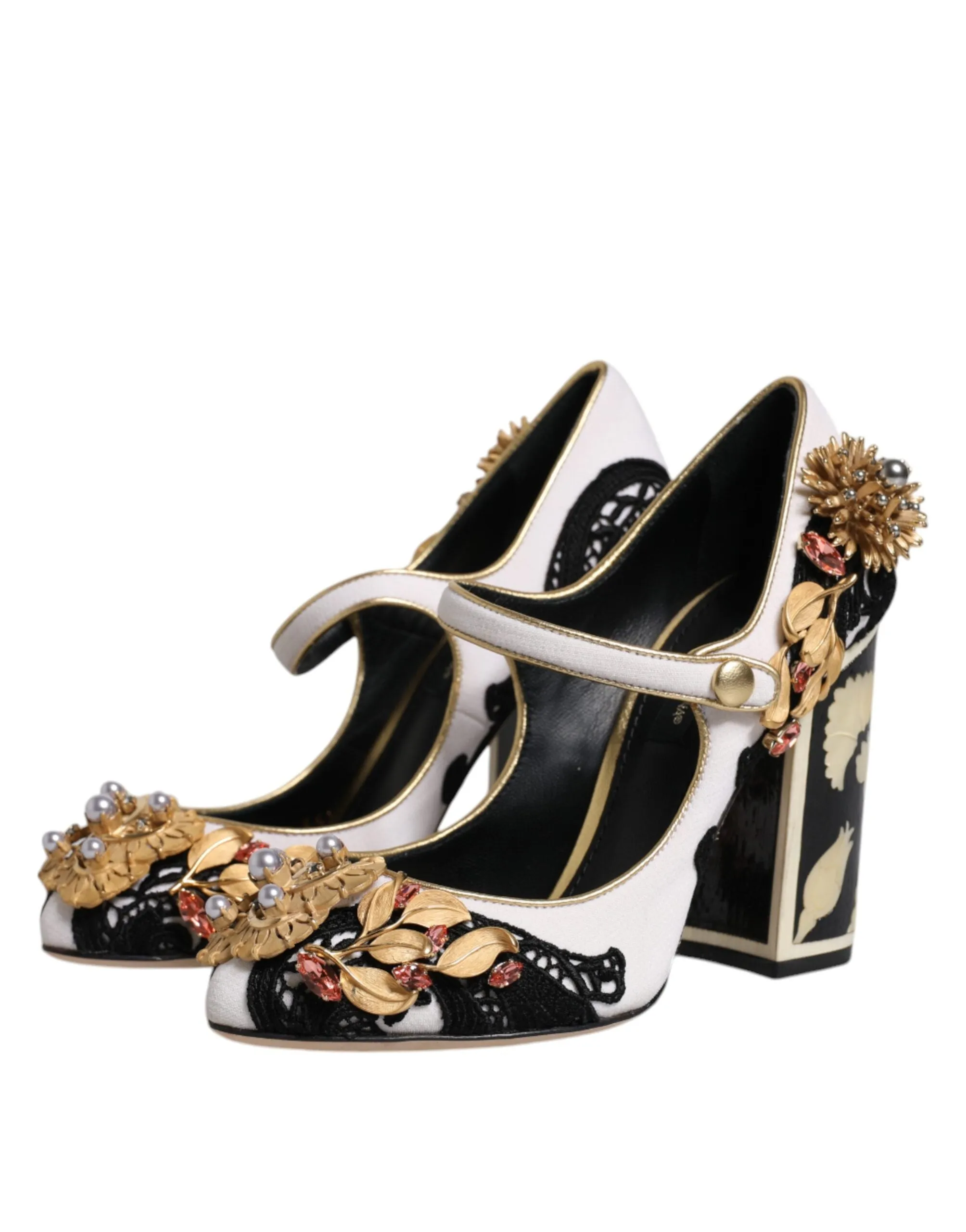 Dolce&Gabbana Women Multicolor Pumps Leather Floral Print Mary Jane Shoe EU 35.5