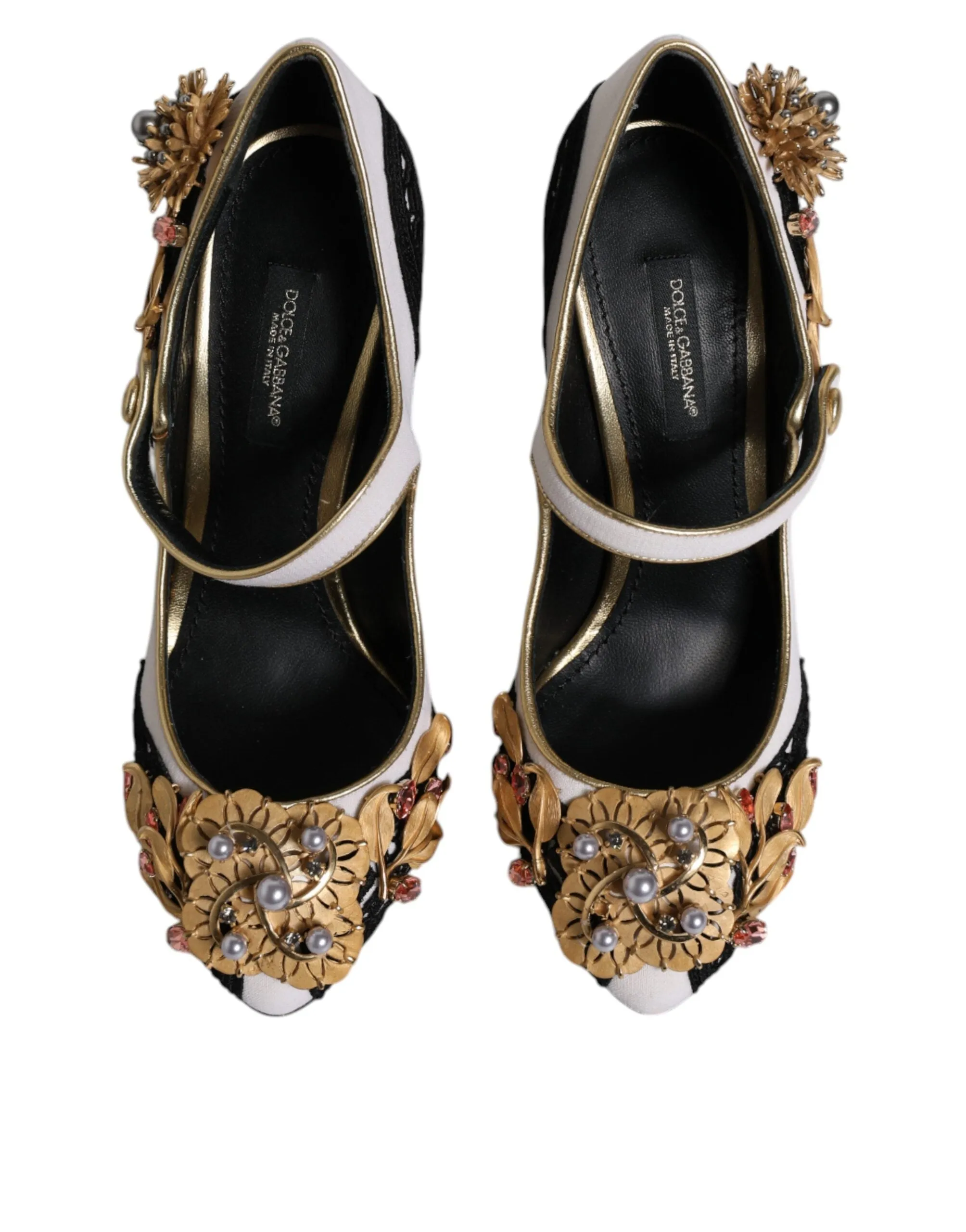Dolce&Gabbana Women Multicolor Pumps Leather Floral Print Mary Jane Shoe EU 35.5
