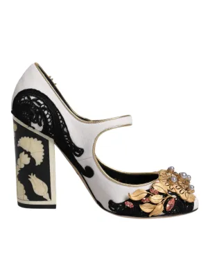 Dolce&Gabbana Women Multicolor Pumps Leather Floral Print Mary Jane Shoe EU 35.5