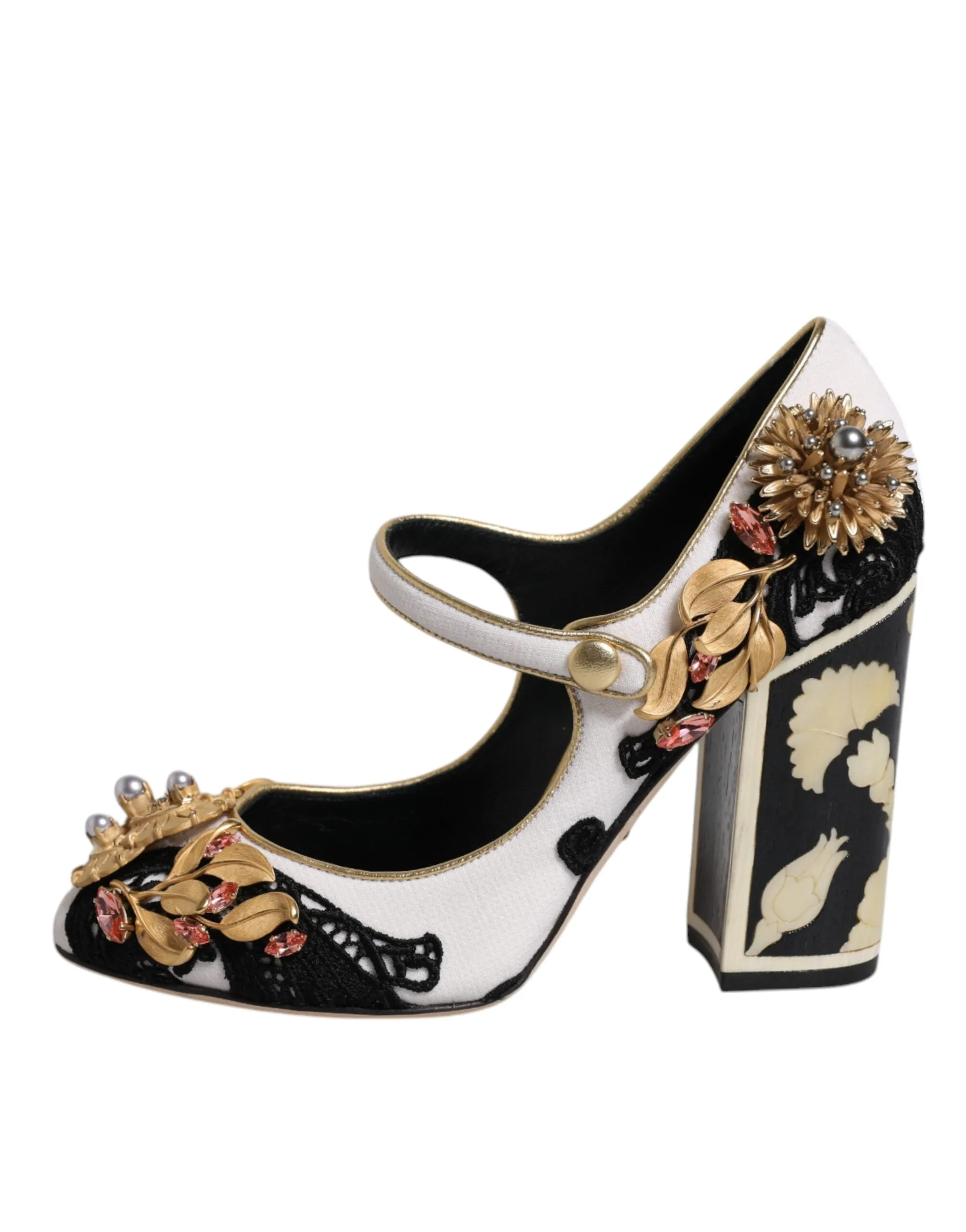 Dolce&Gabbana Women Multicolor Pumps Leather Floral Print Mary Jane Shoe EU 35.5