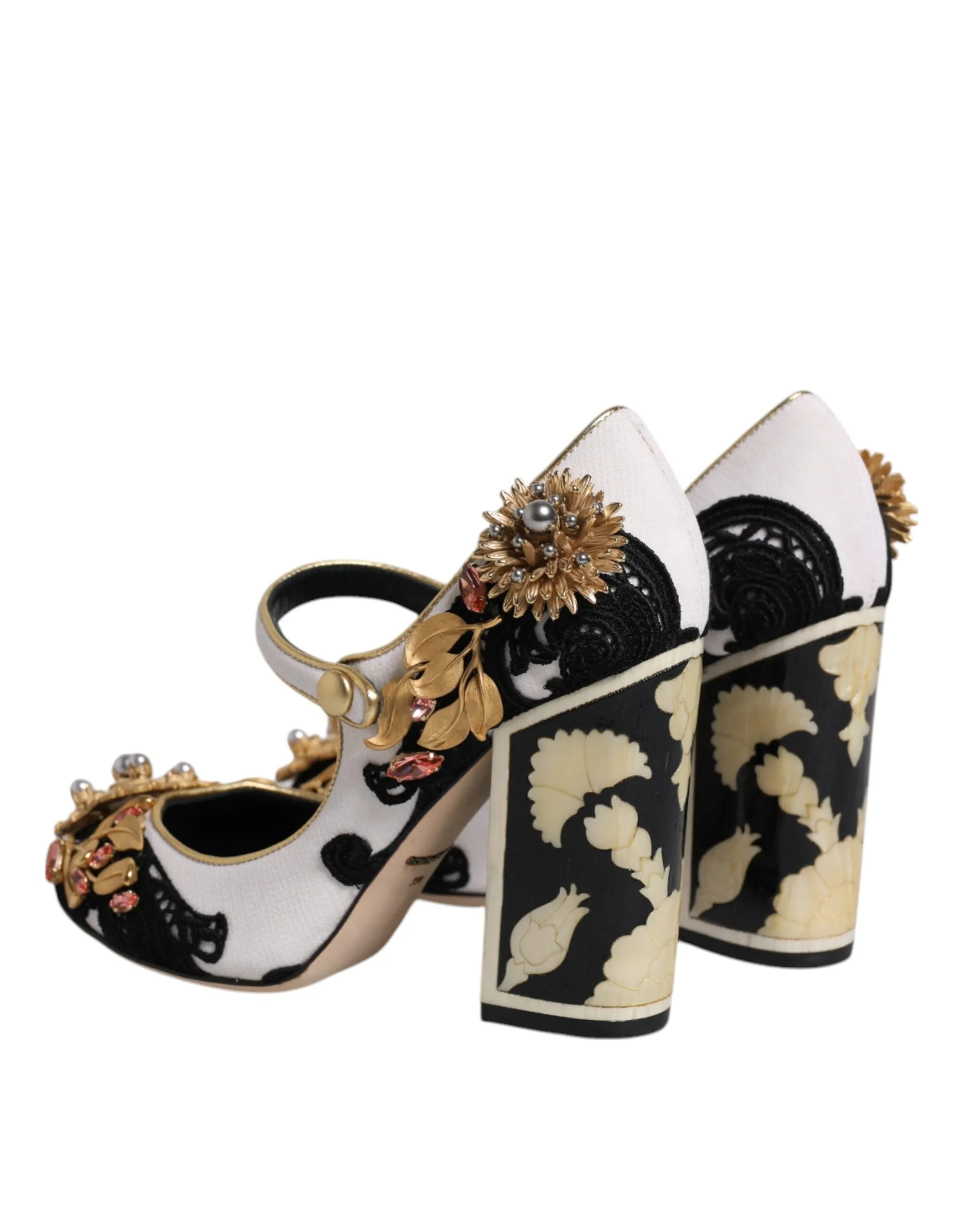 Dolce&Gabbana Women Multicolor Pumps Leather Floral Print Mary Jane Shoe EU 35.5