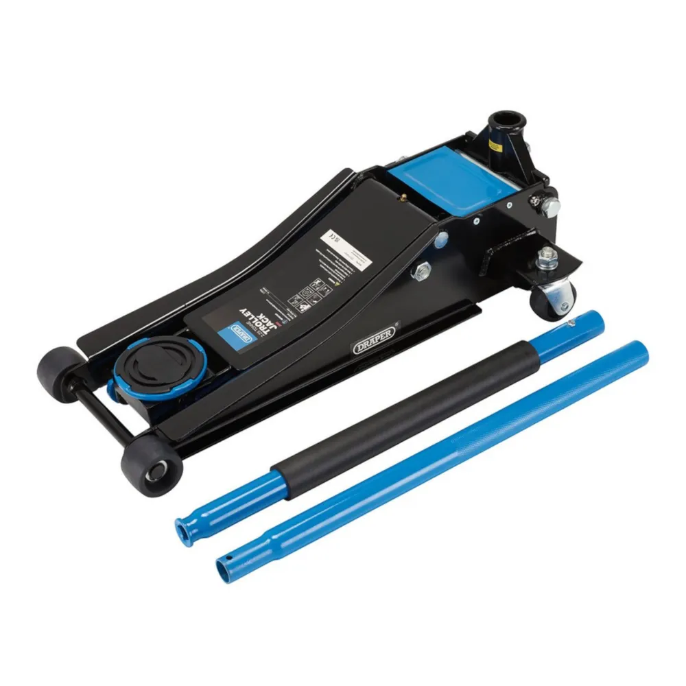 Draper 2.25 Tonne Low Entry Trolley Jack with Quick Lift - Blue - EX-D