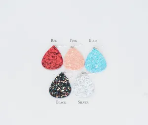 Glitter Leather Teardrop Earrings