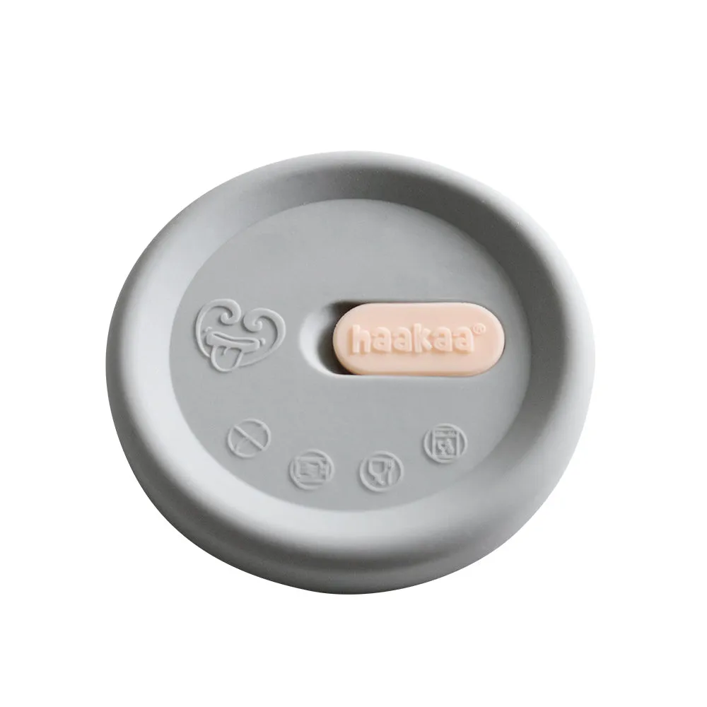 Haakaa Grey Silicone Lid English French fits all pumps) (Min. of 6 multiples of 6)