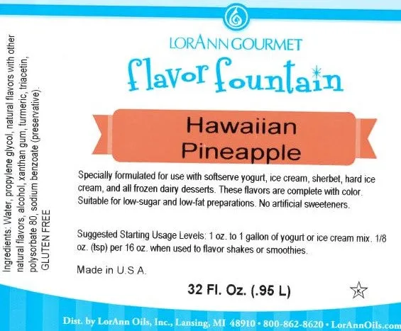 Hawaiian Pineapple Flavor - 4 oz. - 32 oz. - Ice Cream and Beverage Flavors - LorAnn Oils - Canadian Distribution