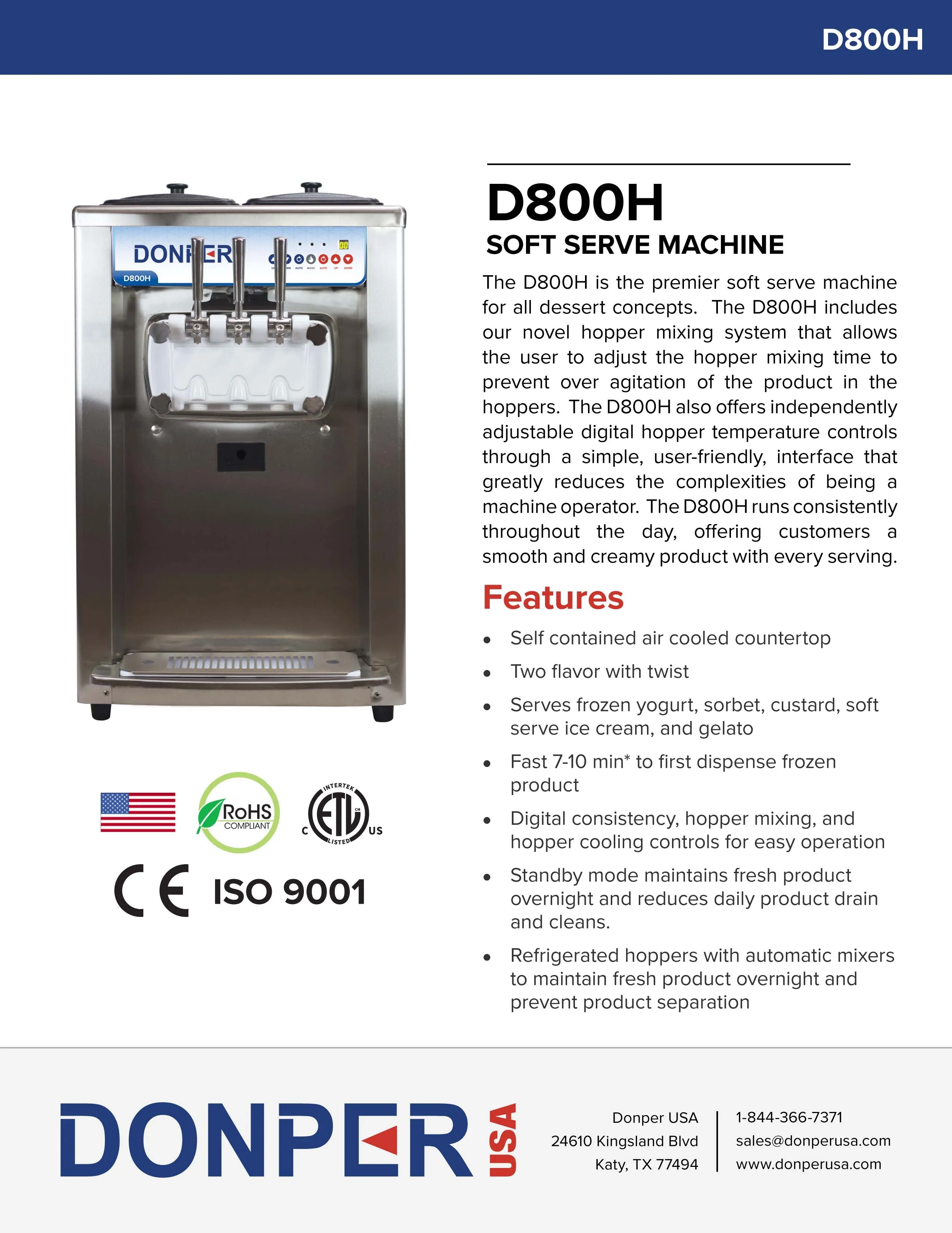 Ice Cream Machine – Donper USA D-800H Countertop with Bonus Value Bundle - It's Like Getting A Free Machine
