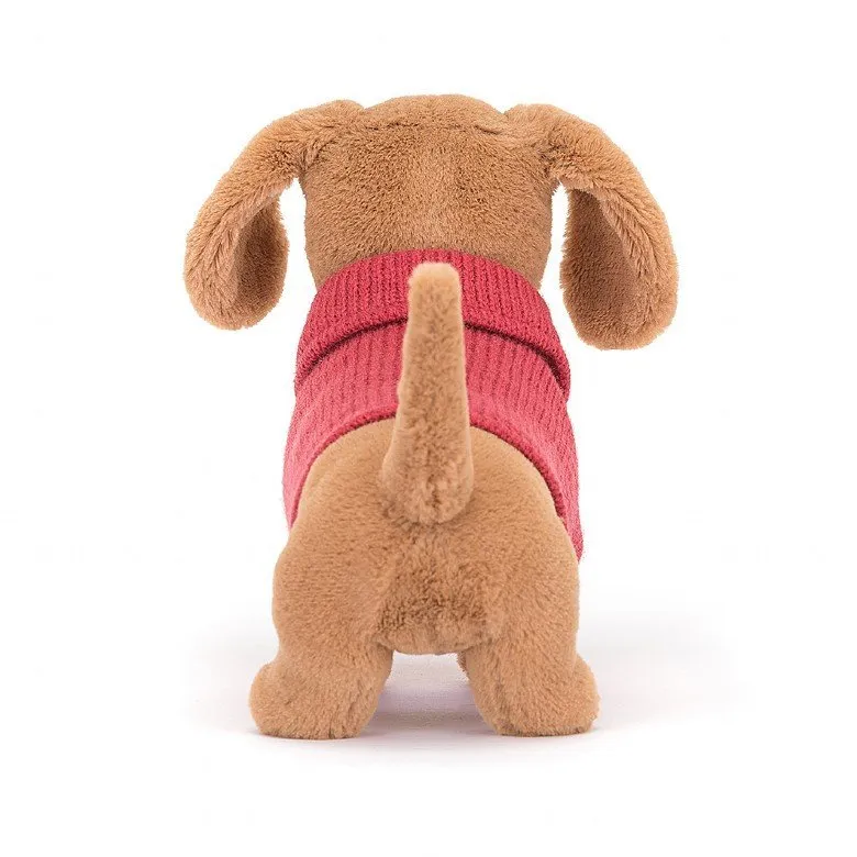Jellycat Sweater Sausage Dog - Pink