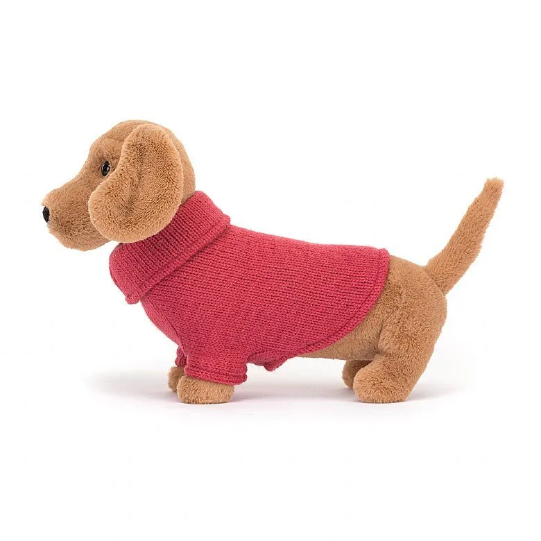 Jellycat Sweater Sausage Dog - Pink