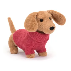 Jellycat Sweater Sausage Dog - Pink