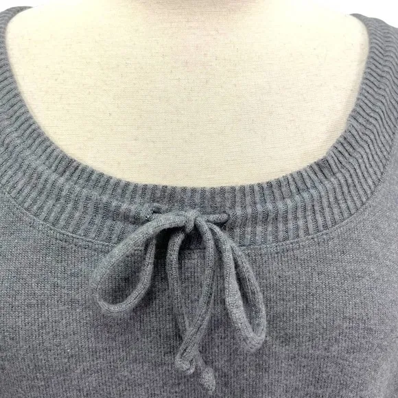 Johnny Was Calme Tunnel Neck Drawstring Crop Sweater in Gray NWT Medium