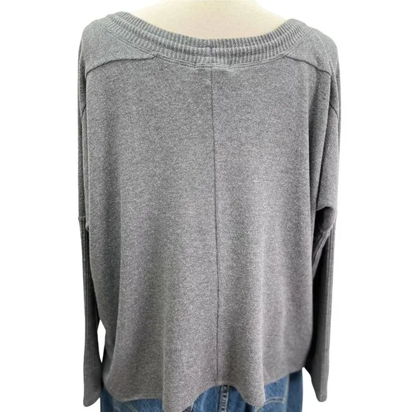Johnny Was Calme Tunnel Neck Drawstring Crop Sweater in Gray NWT Medium