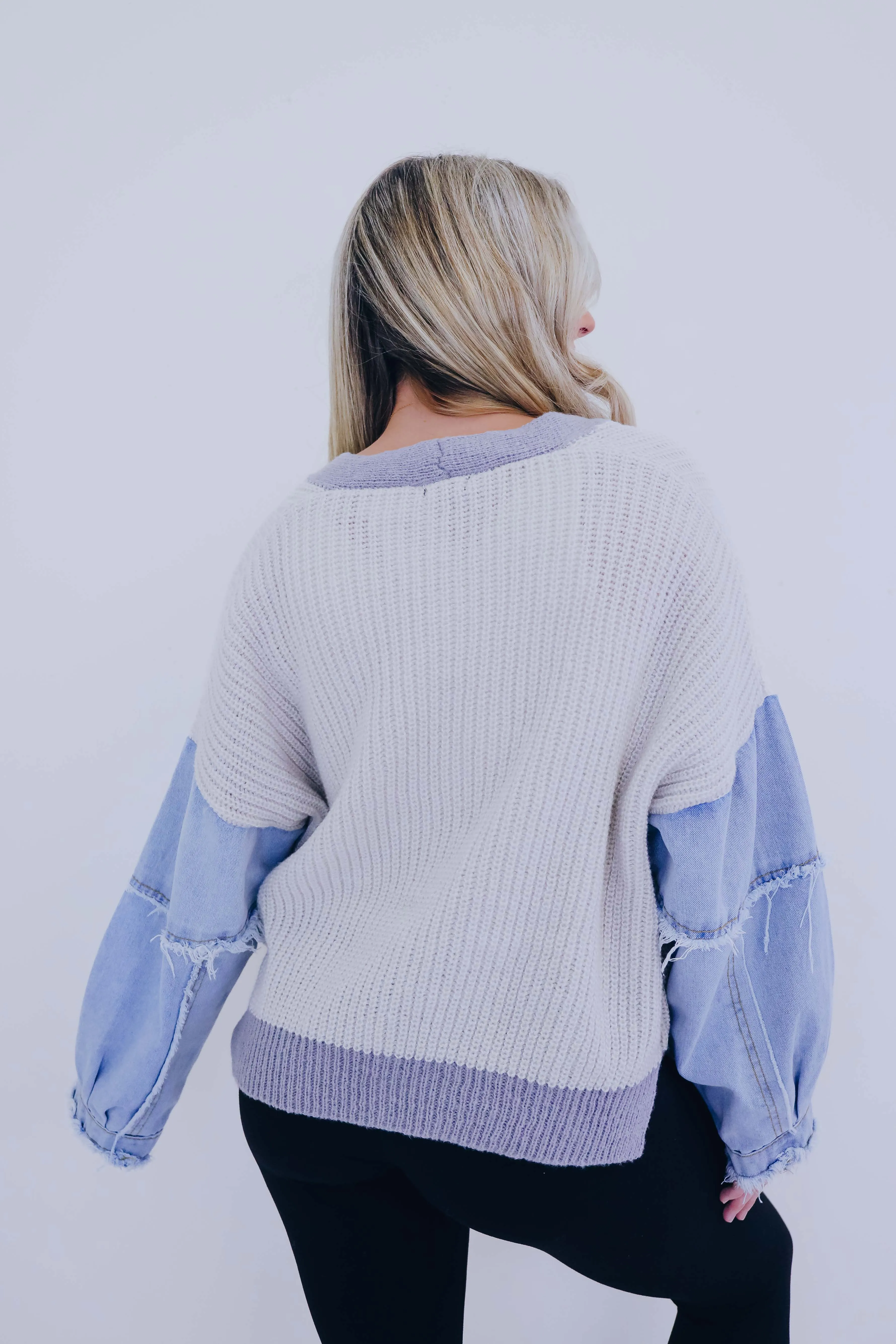 ***Kalie Knit and Denim Button Front Cardigan- 2 Colors SAMPLE