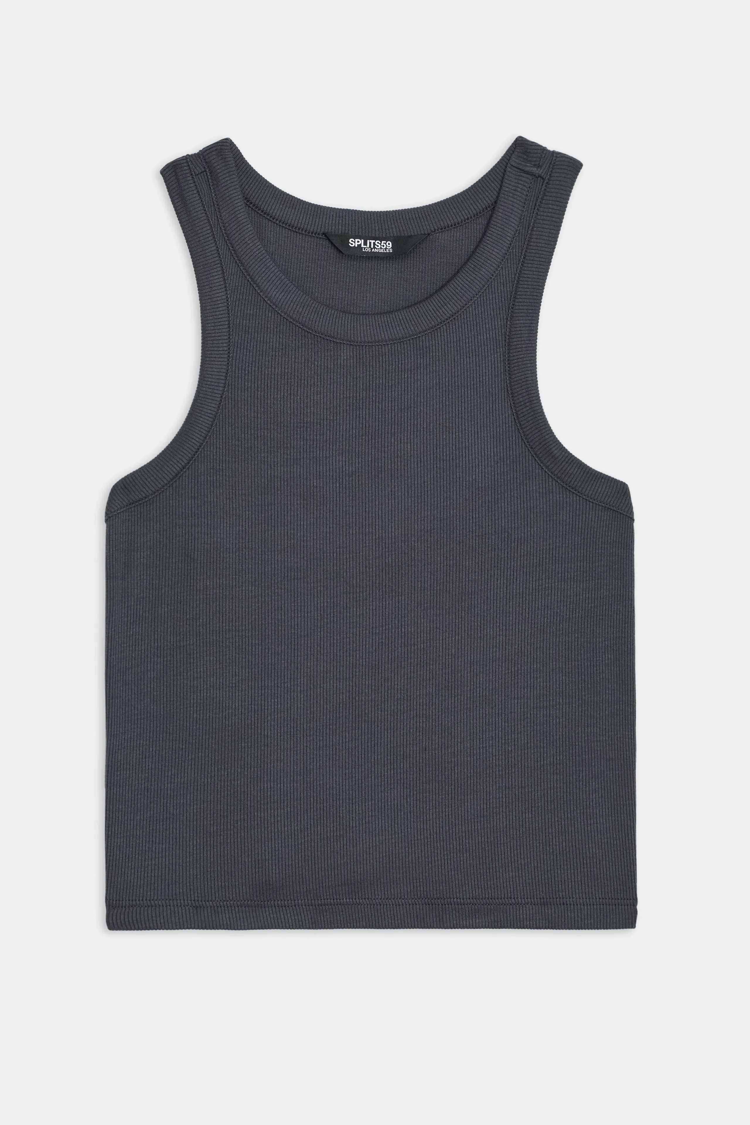 Kiki Rib Crop Tank - Graphite