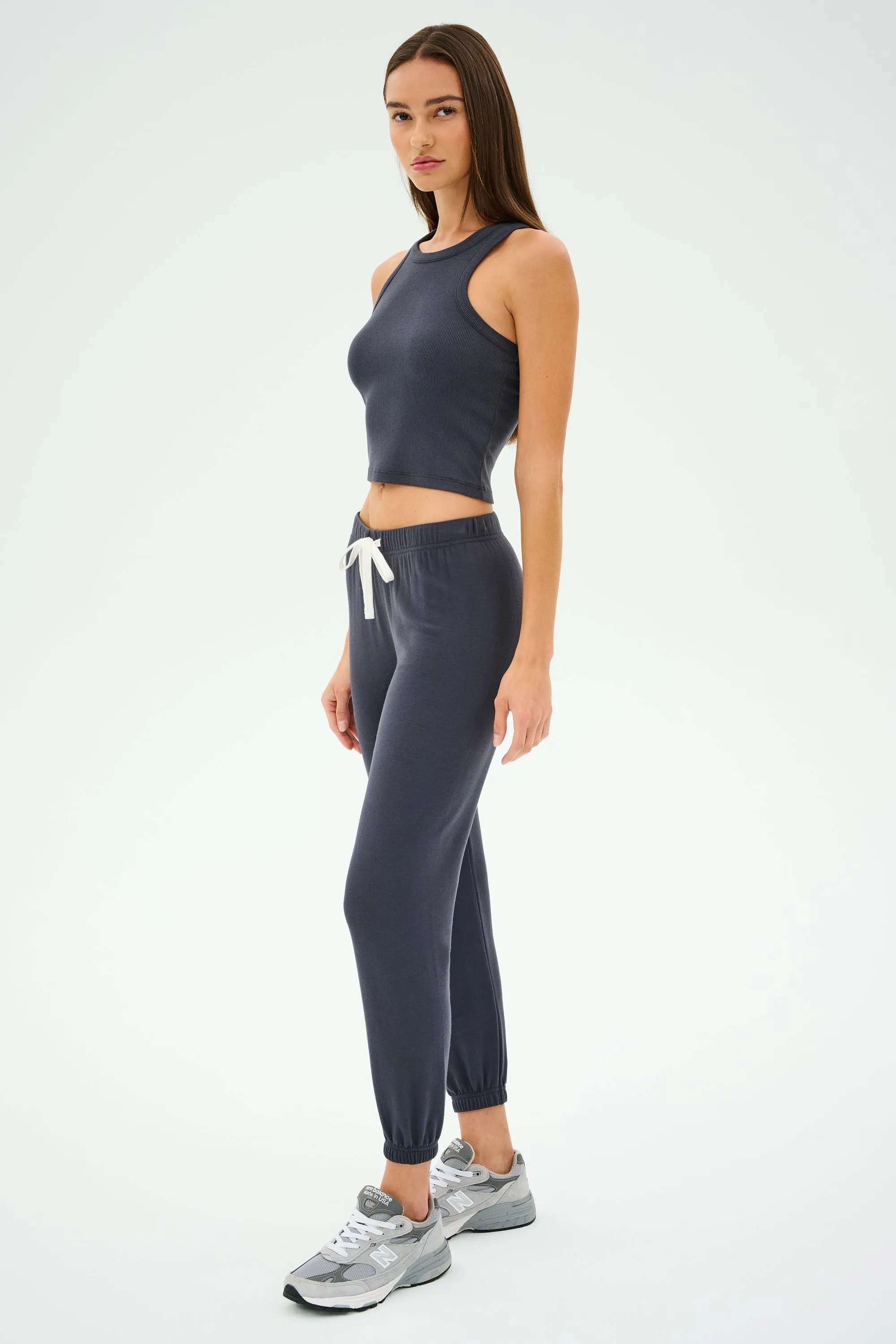 Kiki Rib Crop Tank - Graphite