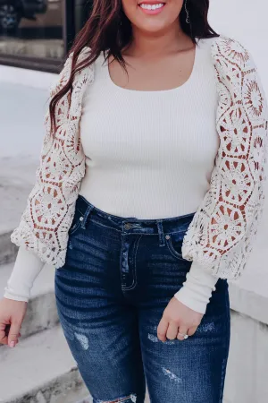 Lacie Crochet Sleeve Top - Cream