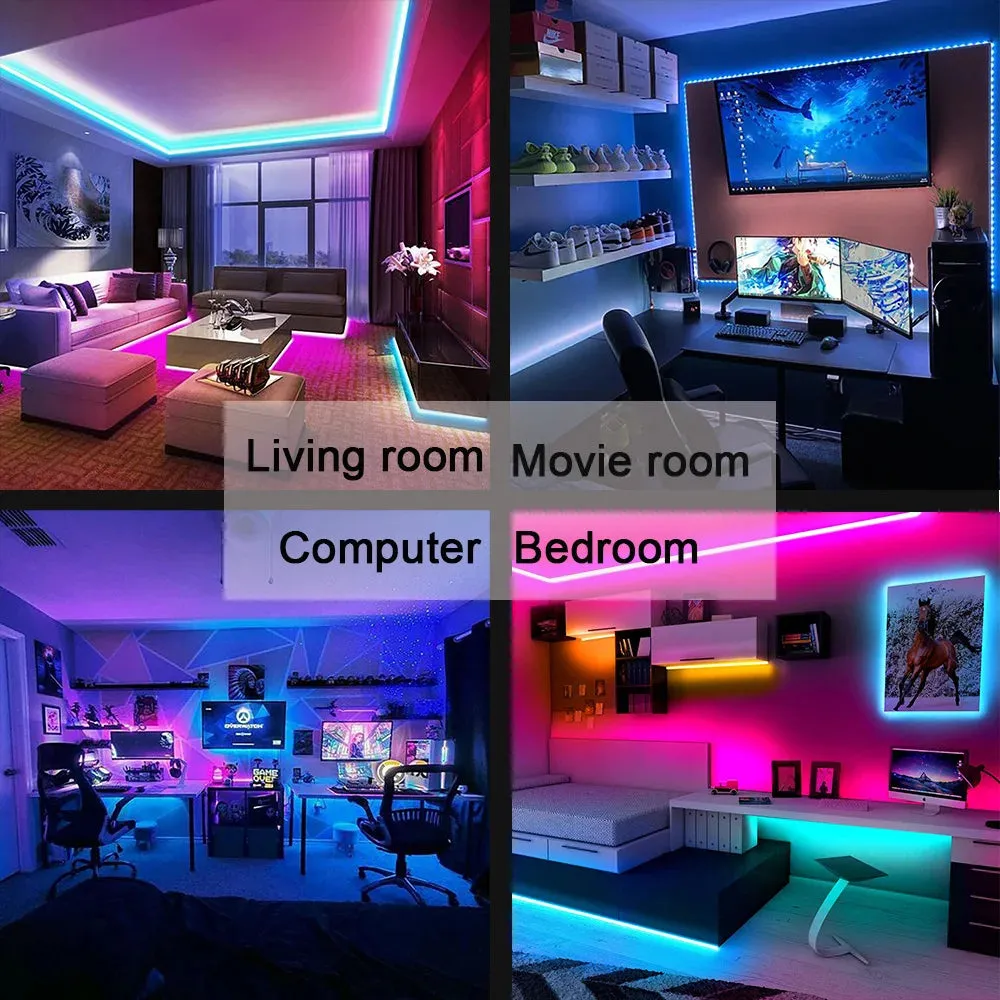LED Strip Light Rope Light String Tape Bluetooth USB 5050 SMD 5V USB RGB Flexible Lights LED Lamp Tape Ribbon RGB Self-Adhesive For TV Desktop, etc.