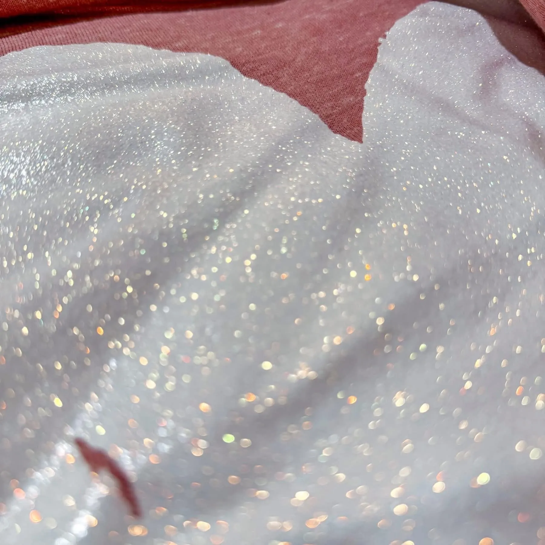 {LOADS OF GLITTER} White Glitter Heart Mauve French Terry Pullover