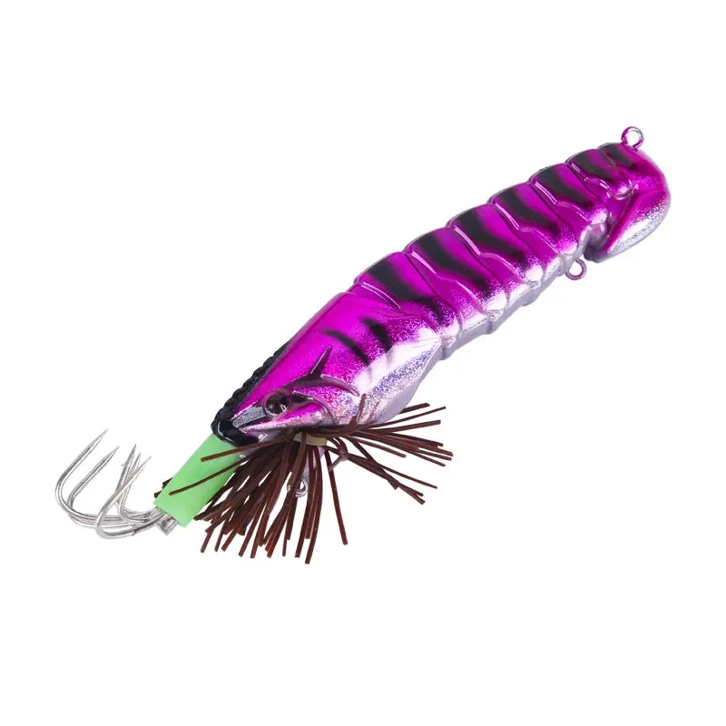 Luminous Bait Squid fishing Hook Wood Shrimp Lures Soft Jigs Silicone with sound