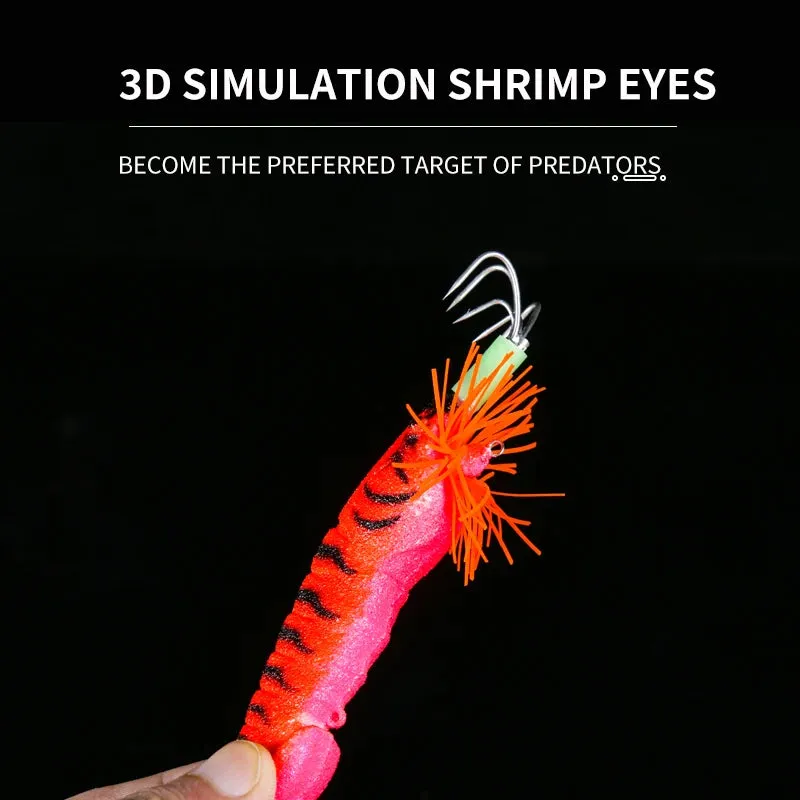 Luminous Bait Squid fishing Hook Wood Shrimp Lures Soft Jigs Silicone with sound