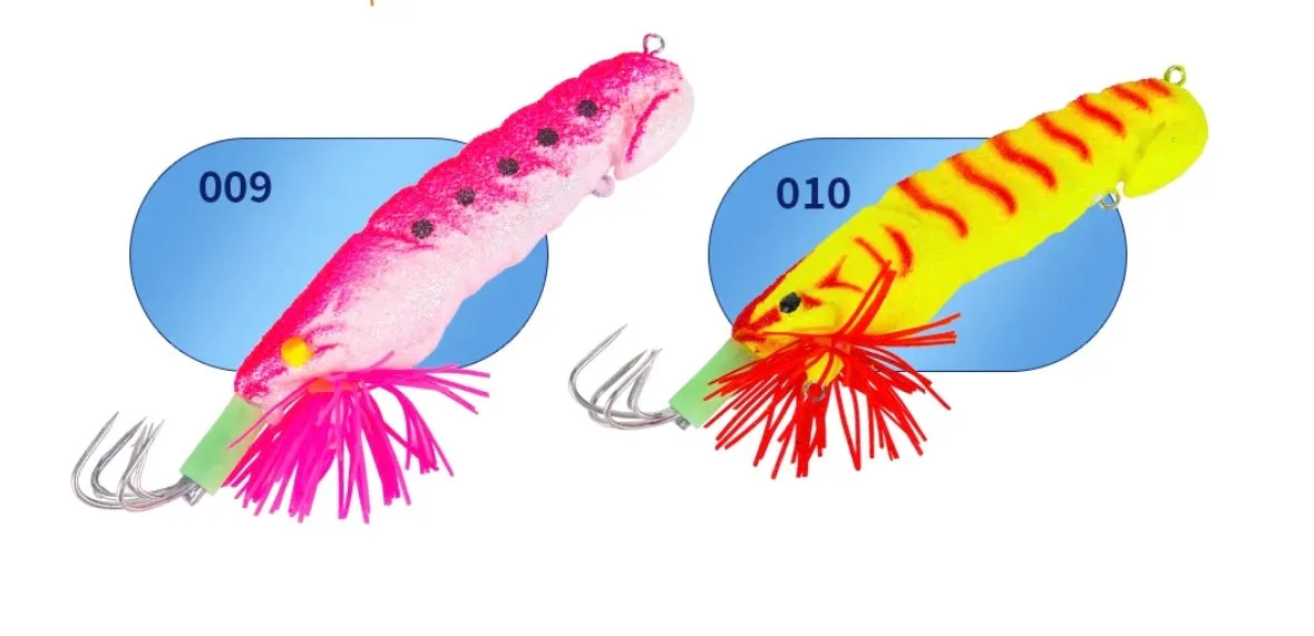 Luminous Bait Squid fishing Hook Wood Shrimp Lures Soft Jigs Silicone with sound