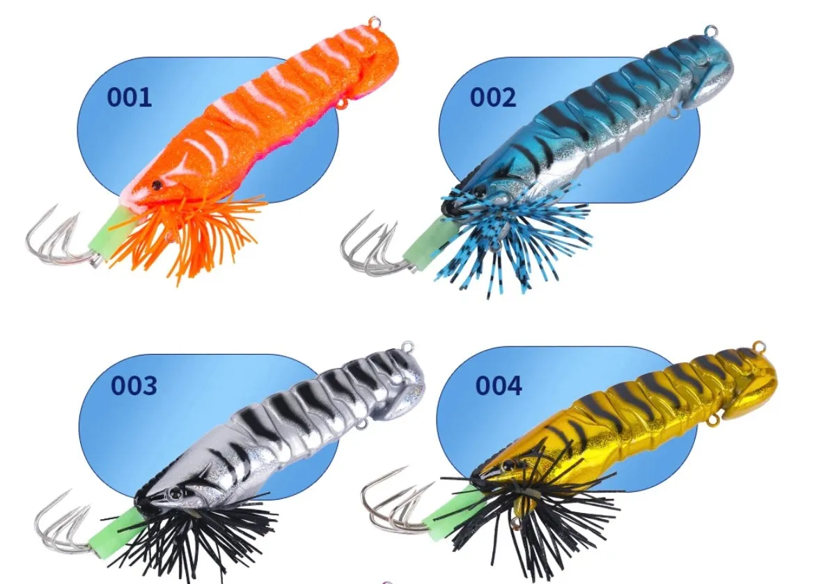 Luminous Bait Squid fishing Hook Wood Shrimp Lures Soft Jigs Silicone with sound