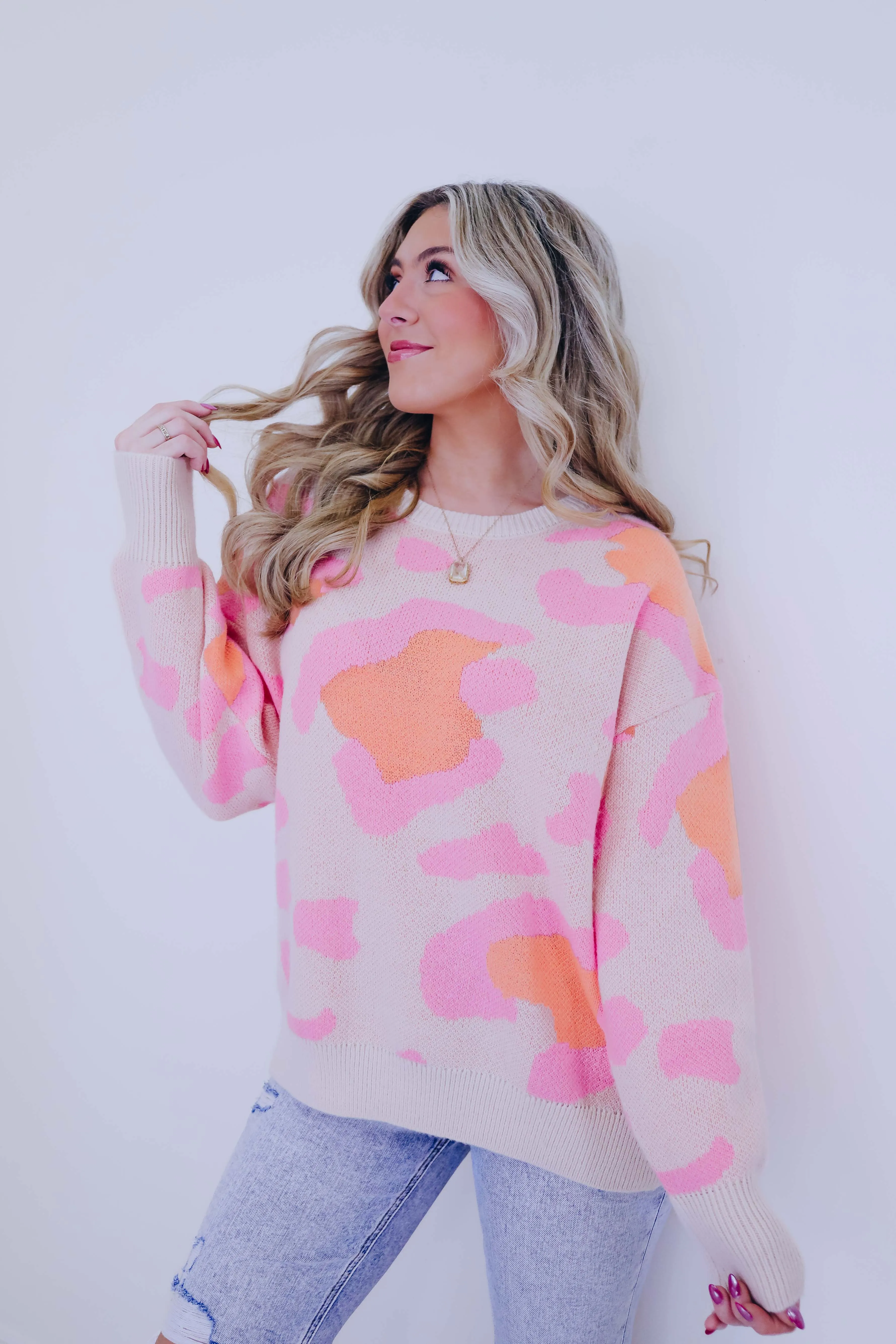 ***Luna Leopard Knit Pullover Sweater SAMPLE