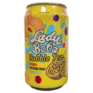 Madam Hong Lychee Passion Fruit Green Tea 320ml ~ 洪大妈 爆珠绿茶 荔枝百香果味 320ml