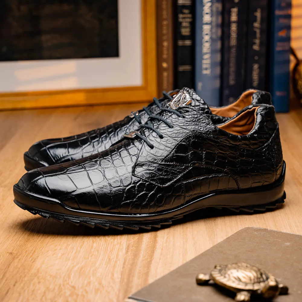 Marco Di Milano Vulcan Black Alligator Sneakers