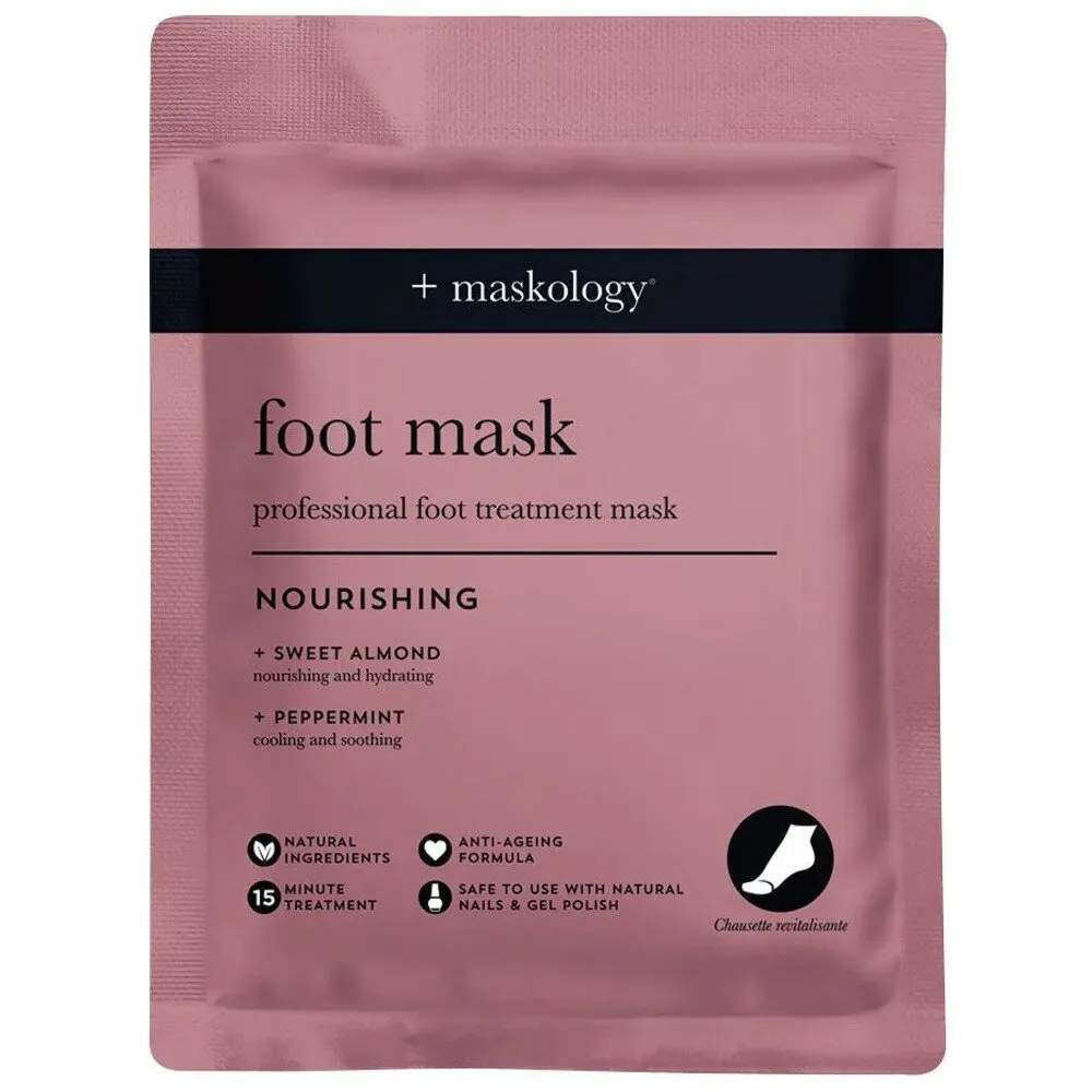Maskology FOOT MASK Professional Foot Treatment Booties / NORISHING with Sweet Almond   Peppermint by BeautyPro