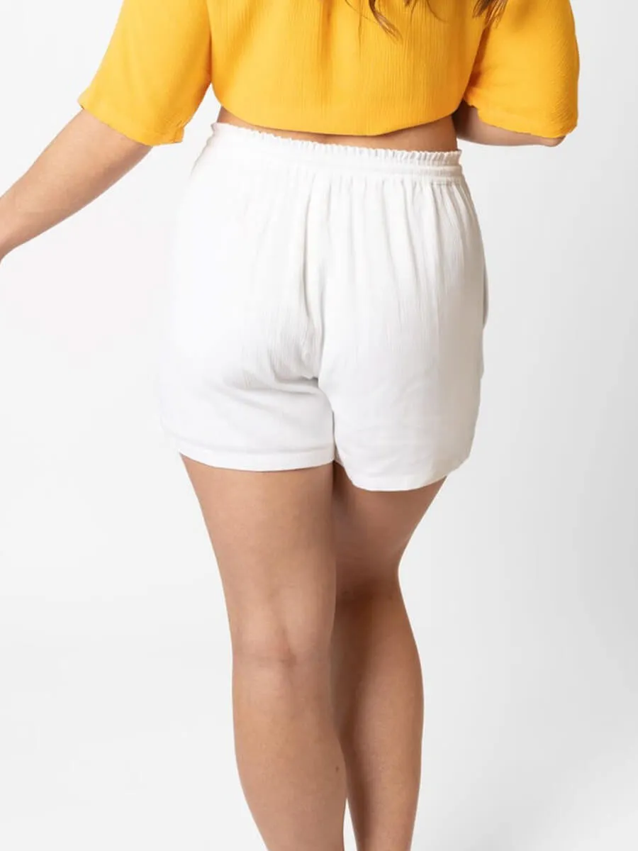 Miami Tie Front Short In White