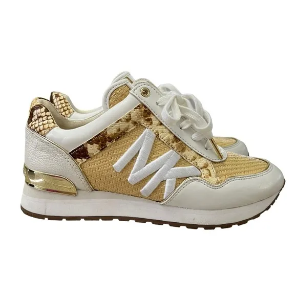 Michael Kors camel Georgie Mixed Media Women Trainer Sneakers Size 6M