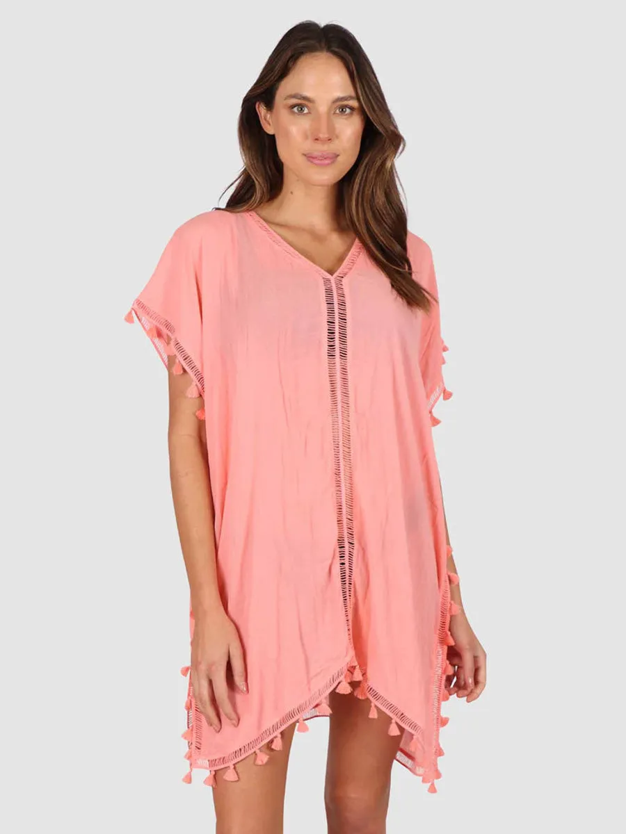 Moroccan Kaftan in Coral Sea