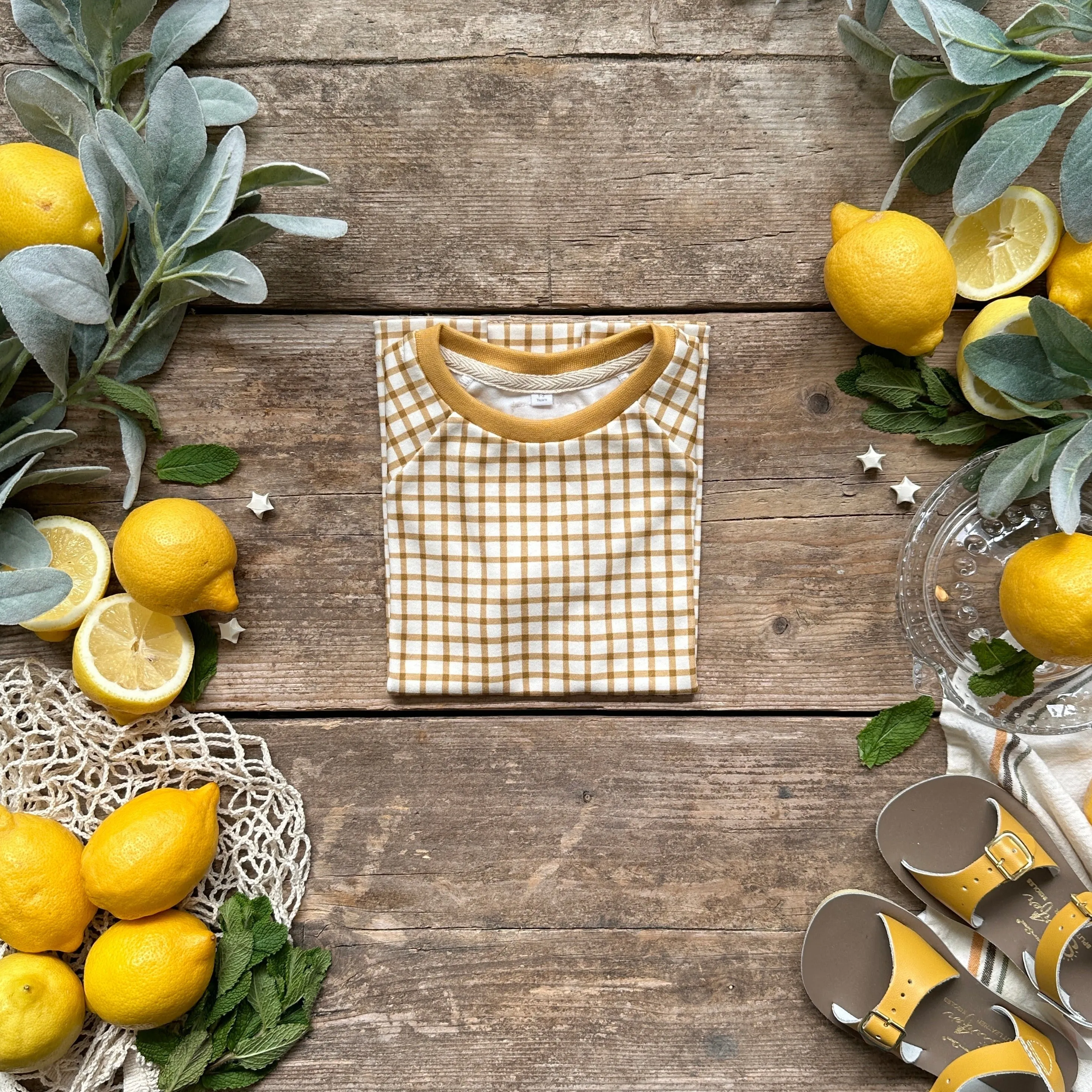 Mustard Gingham Summer Short Set