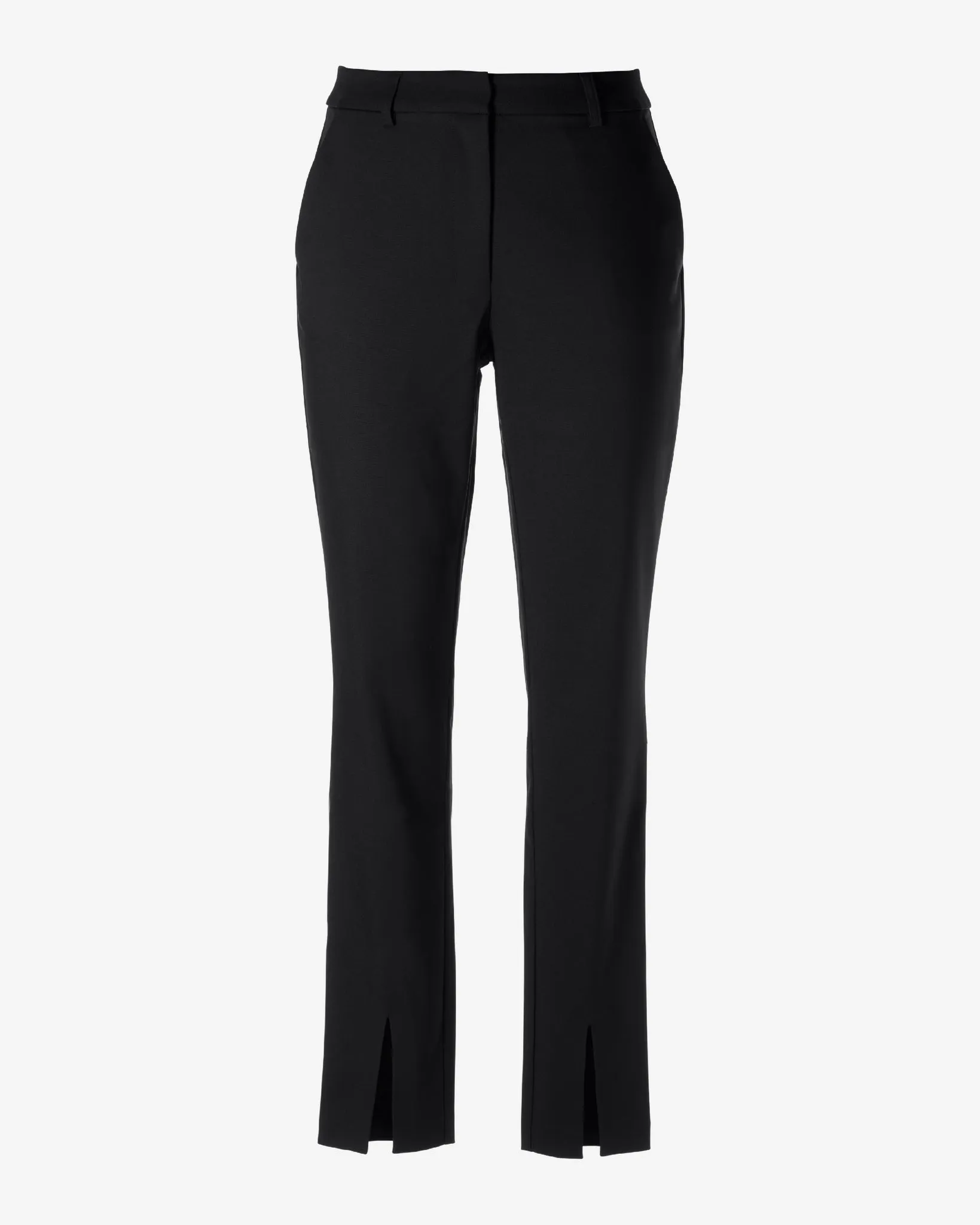 Newport Modern Slim Straight Leg Slit Front Trouser Pant Black