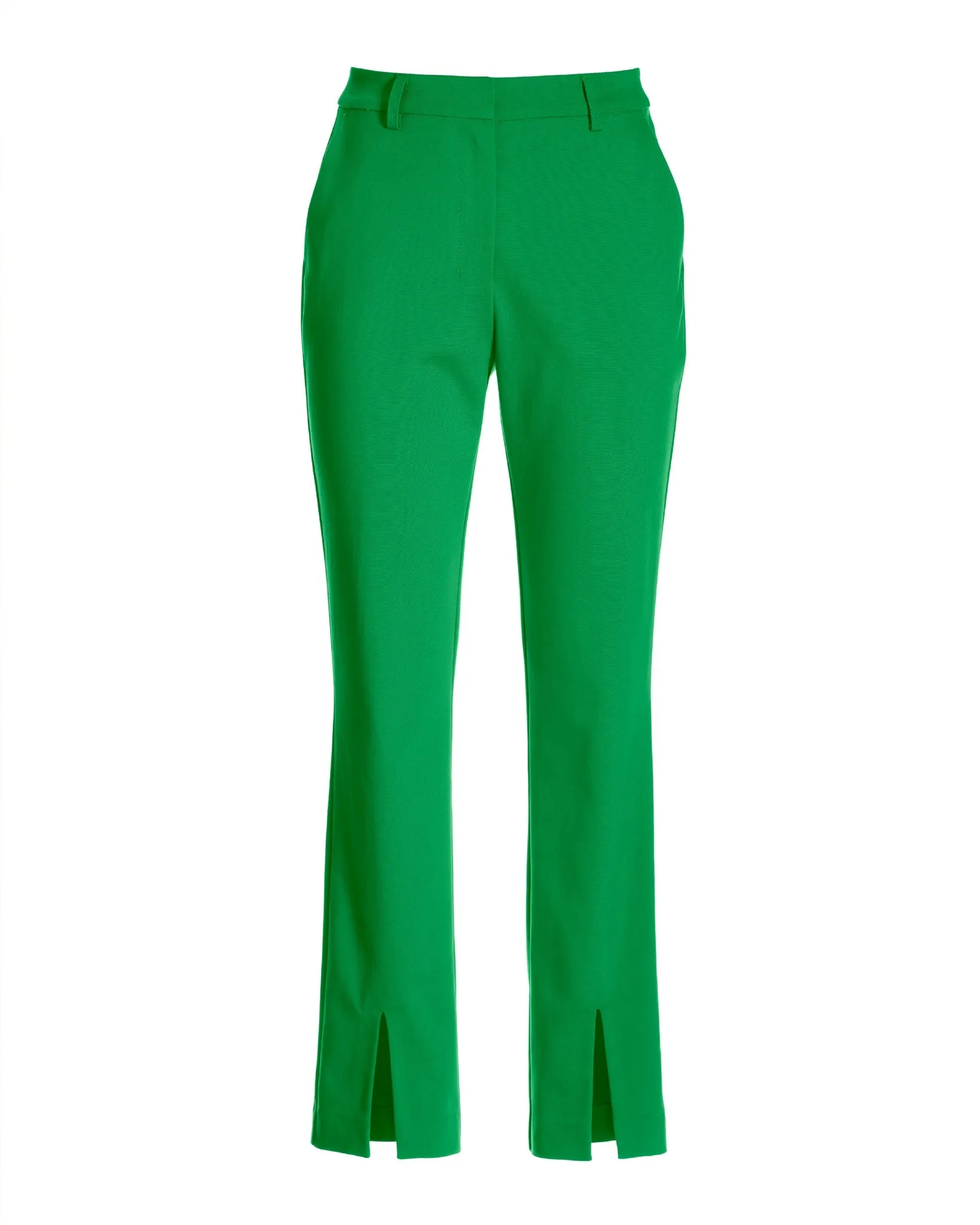Newport Modern Slim Straight Leg Slit Front Trouser Pant Fern Green