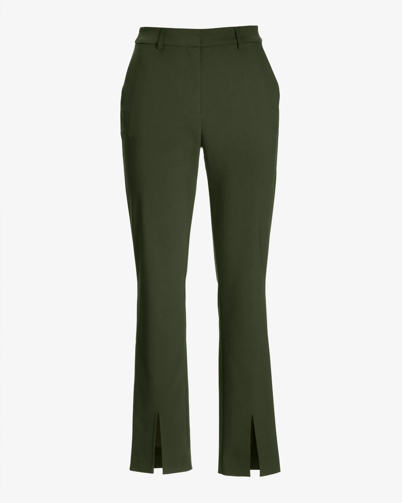 Newport Modern Slim Straight Leg Slit Front Trouser Pant Olive Night