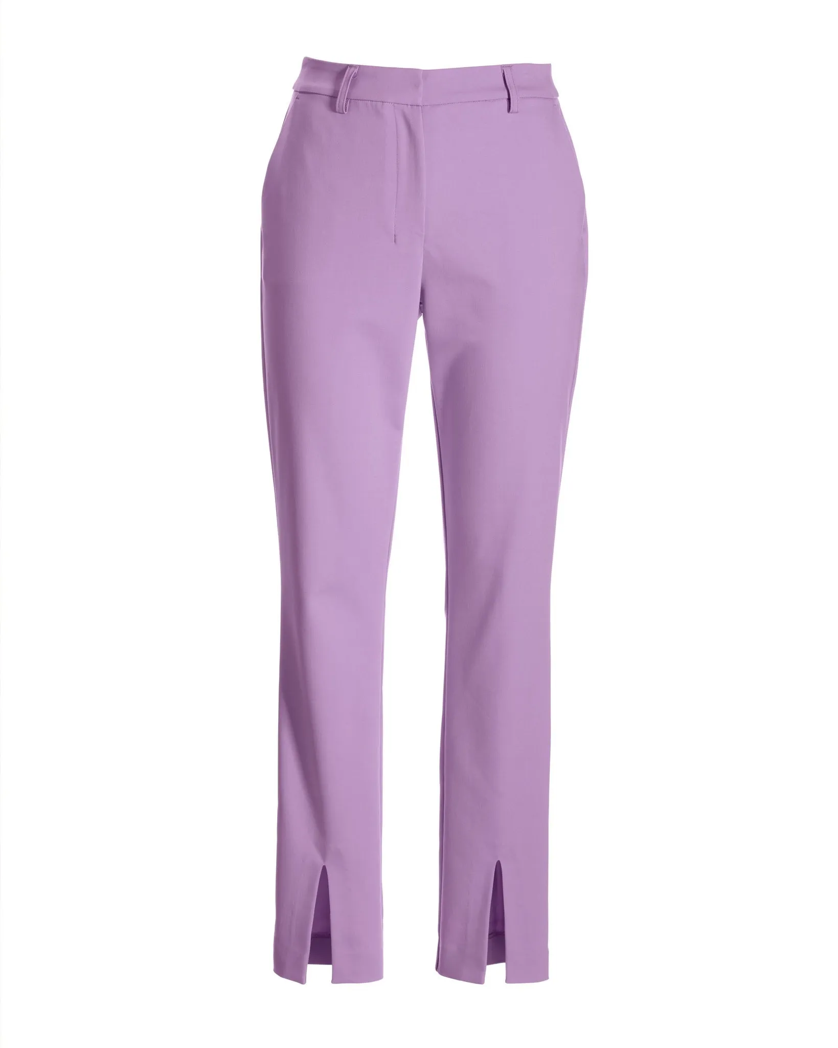 Newport Modern Slim Straight Leg Slit Front Trouser Pant Sheer Lilac