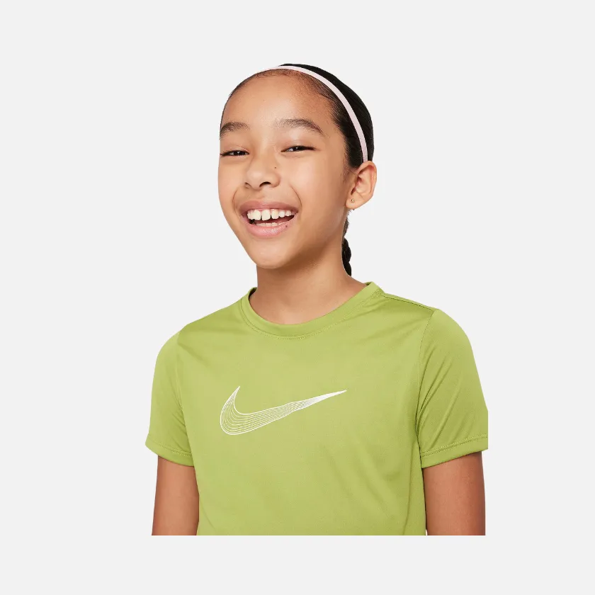 Nike One Older Kids (Girls) Dri-FIT Short-Sleeve Training Top -Pear/White